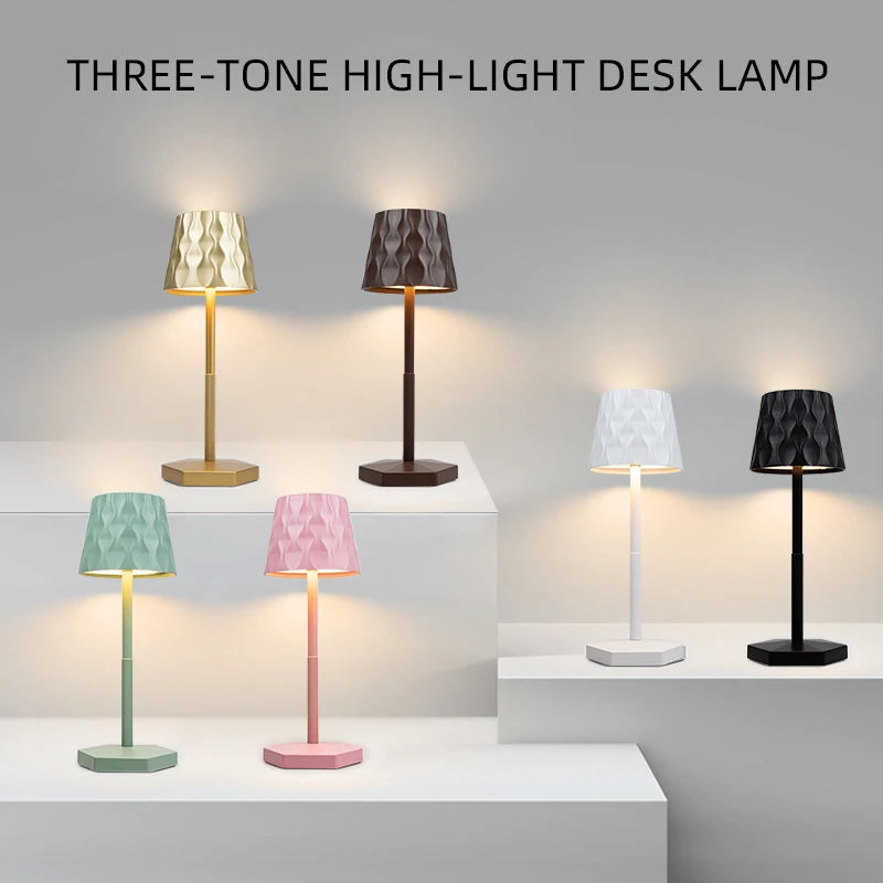 New LED Touch Sensor Table Lamp 3 Color Desktop Night Light Rechargeable Bedside Lamp Bar Dinner Creative Decor Ambient Lighting