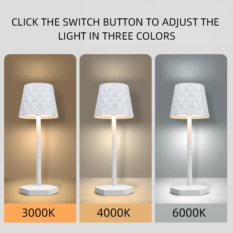 New LED Touch Sensor Table Lamp 3 Color Desktop Night Light Rechargeable Bedside Lamp Bar Dinner Creative Decor Ambient Lighting