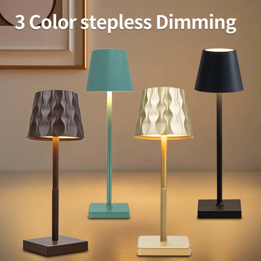 2025 New Rechargeable LED Desk Lamp Touch Control 3-Color Dimmable Table Light For Bedroom Living Room Bar Ambient Light Decor